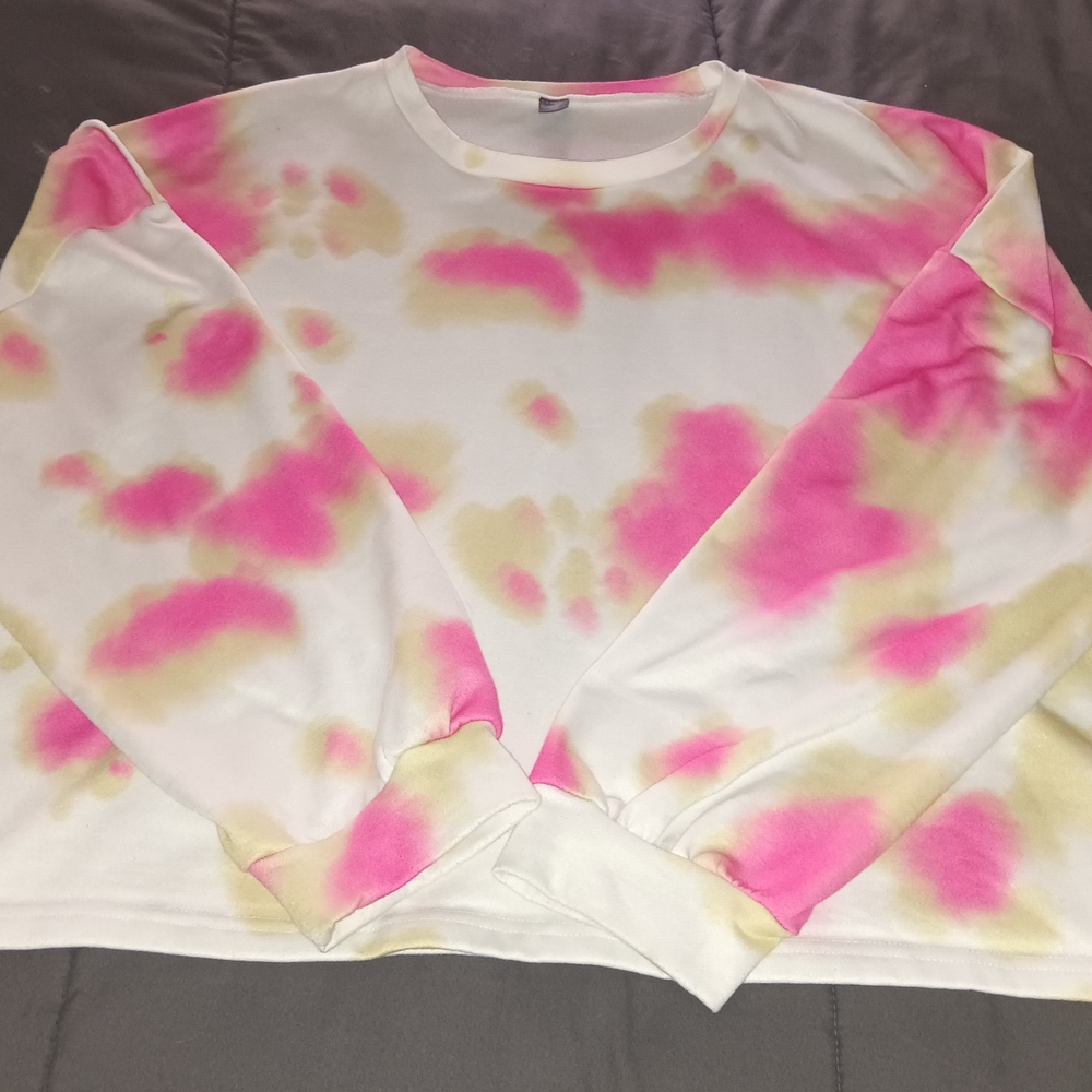 SHEIN Pink and Cream Tie-Dye Top